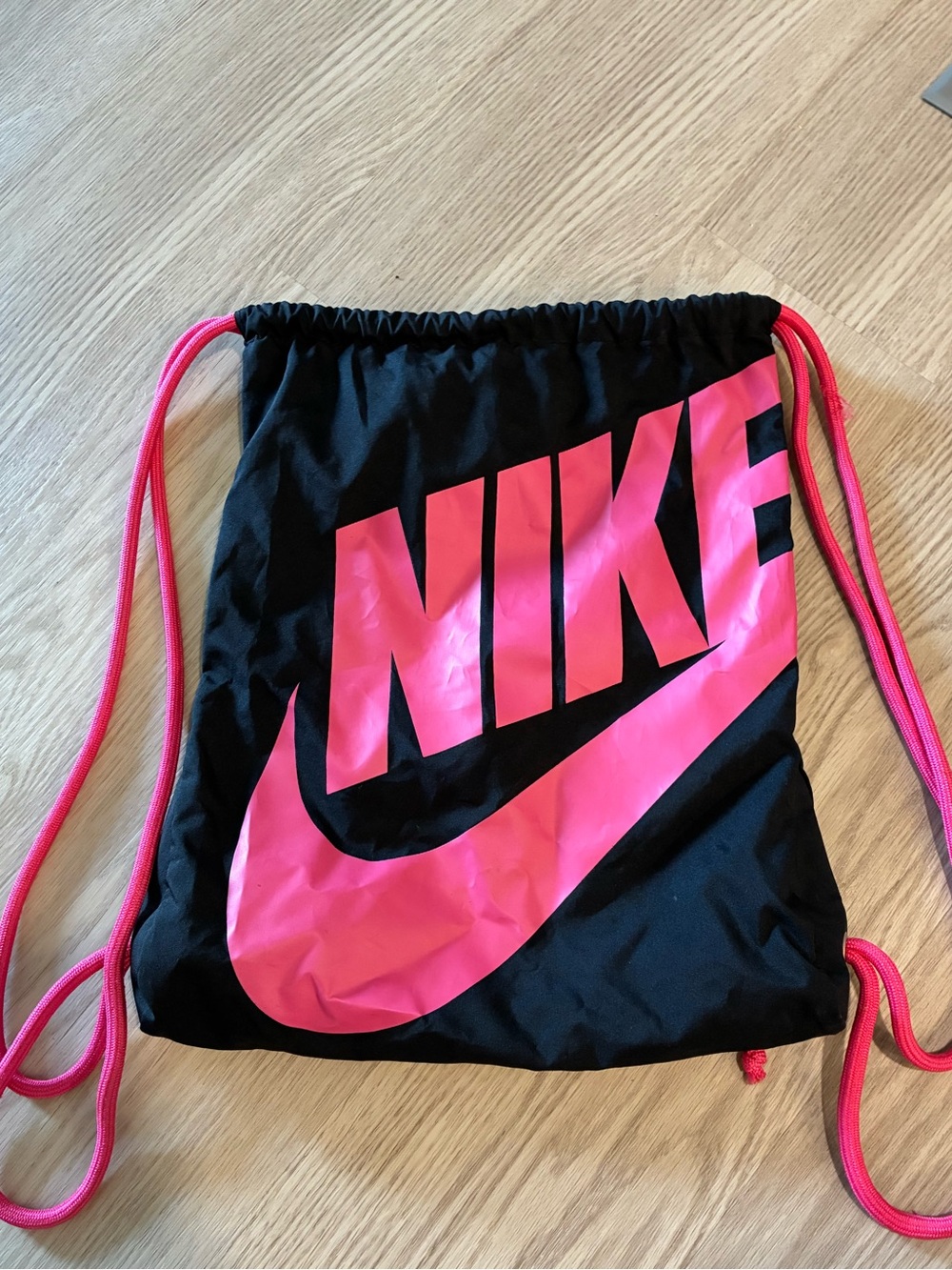 Nike Drawstring Pink and Black Backpack